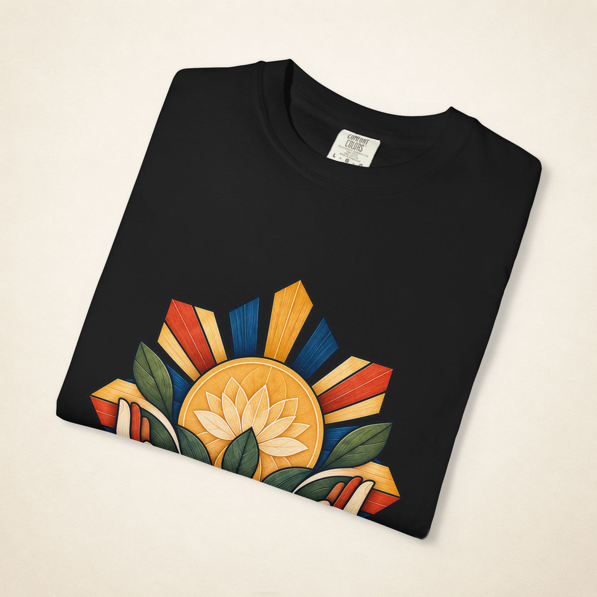MadeInPinas ALALAY — Filipino Heritage Heavyweight Tee in Black, folded view
