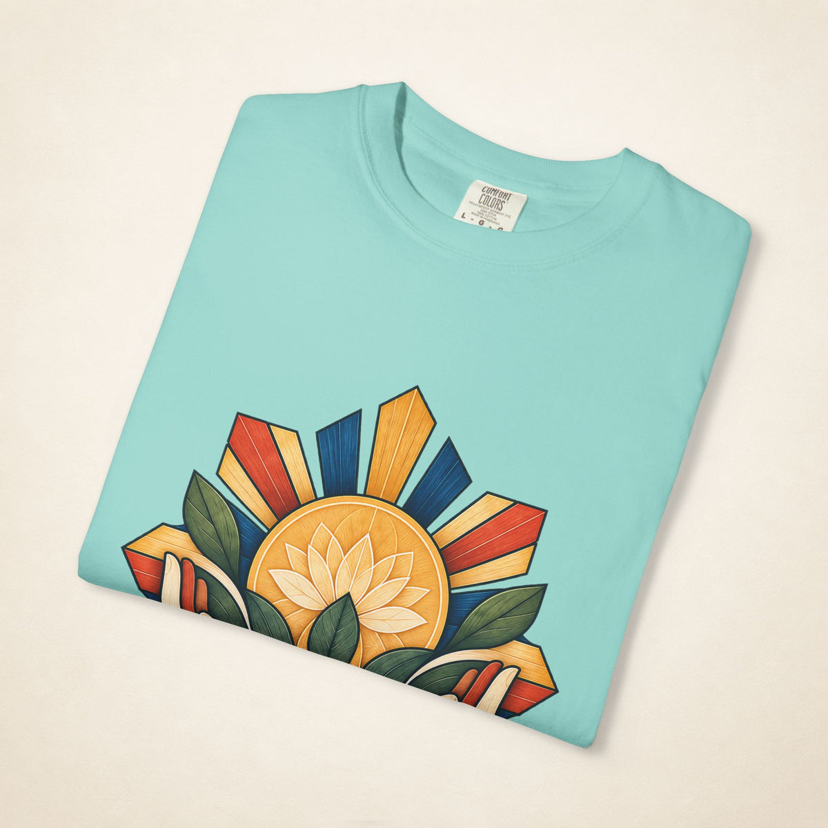 MadeInPinas ALALAY — Filipino Heritage Heavyweight Tee in Chalky Mint, folded view