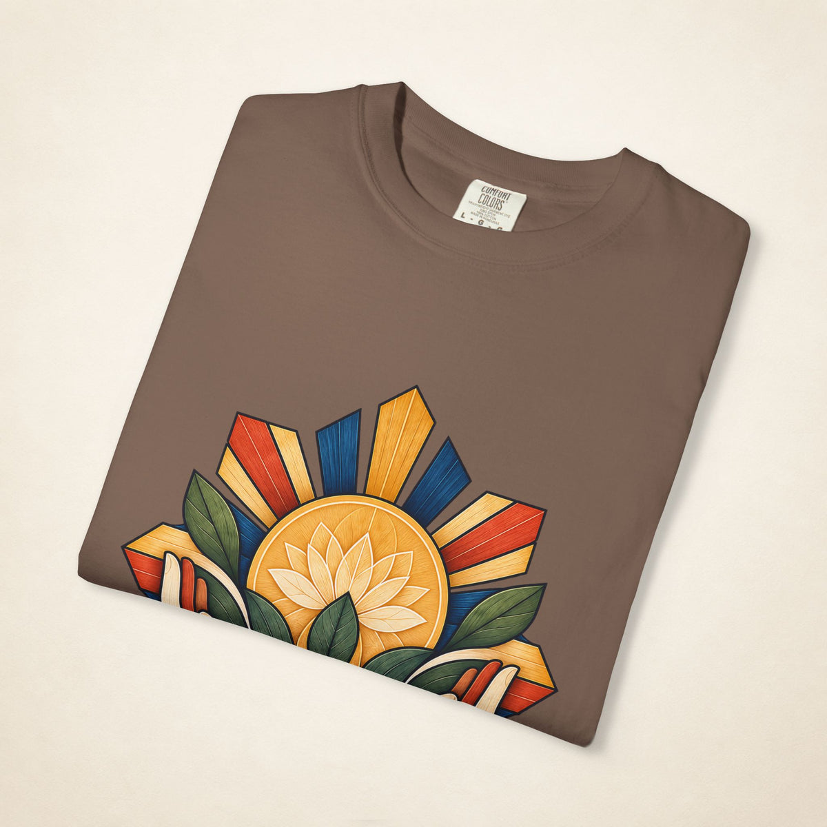 MadeInPinas ALALAY — Filipino Heritage Heavyweight Tee in Espresso, folded view