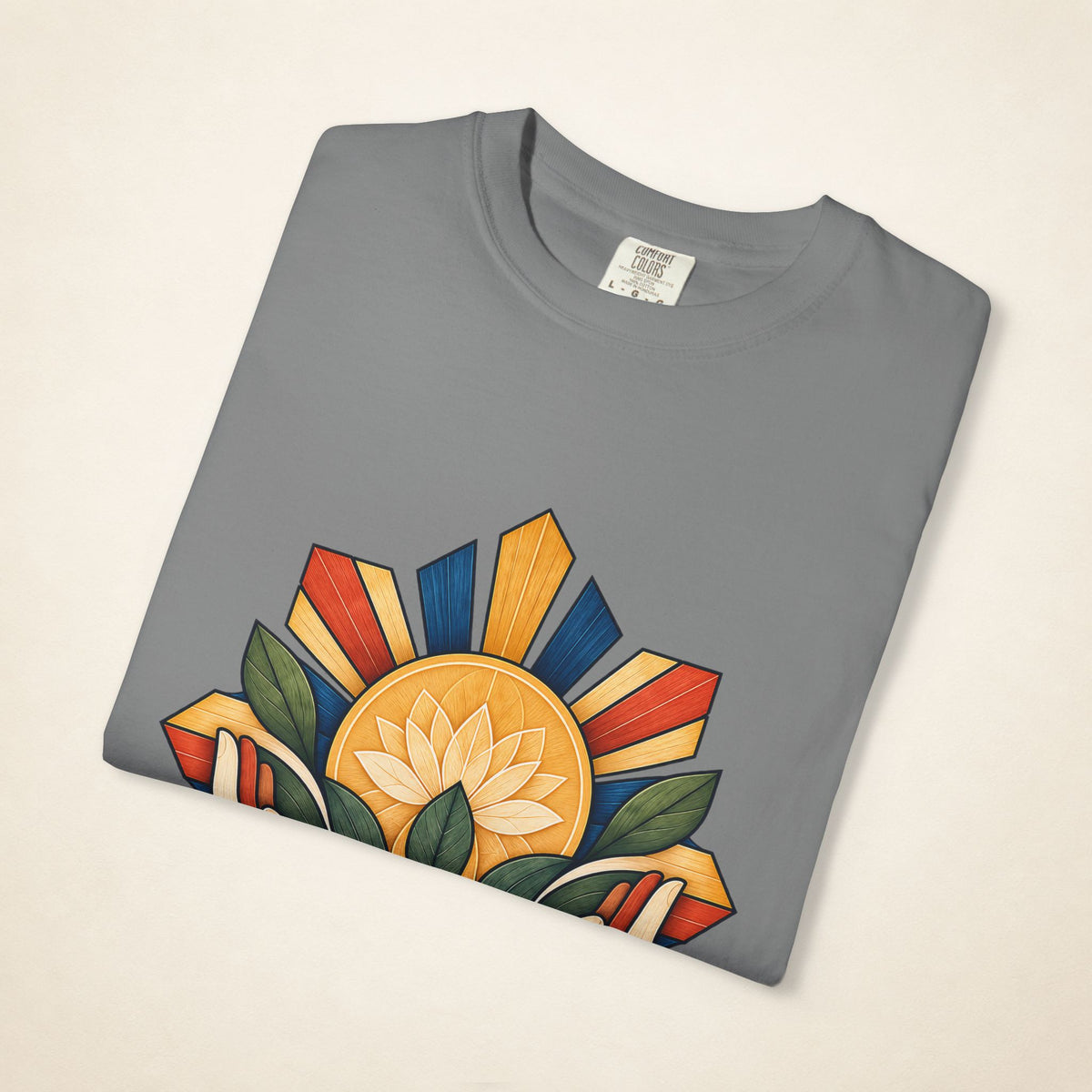 MadeInPinas ALALAY — Filipino Heritage Heavyweight Tee in Grey, folded view