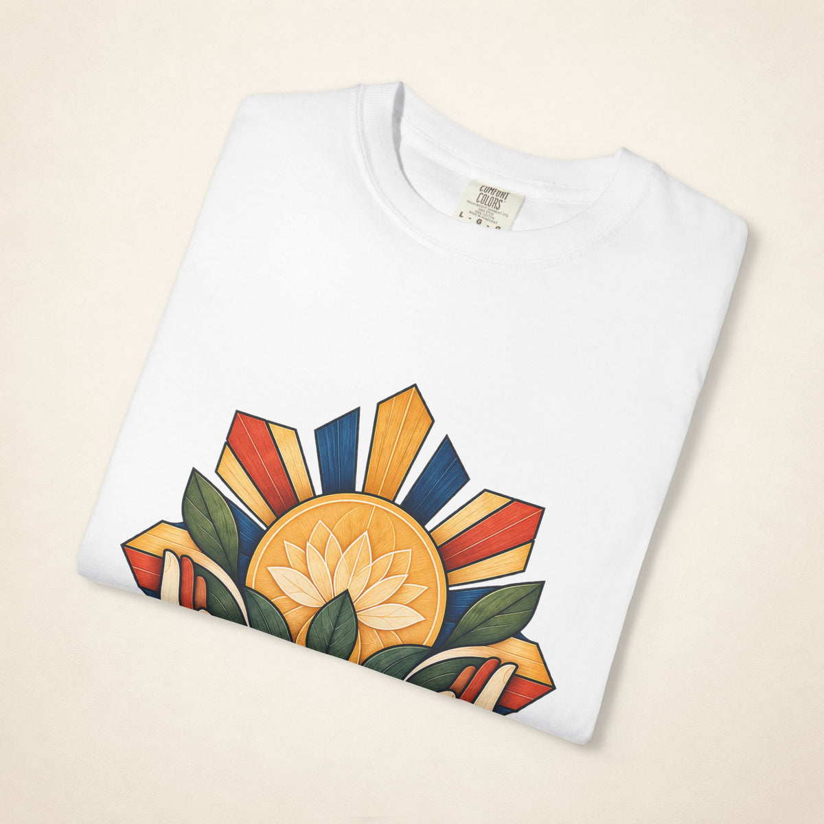 MadeInPinas ALALAY — Filipino Heritage Heavyweight Tee in White, folded view