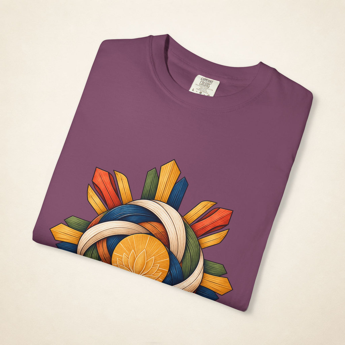 MadeInPinas HIBLA — Filipino Heritage Heavyweight Tee in Berry, folded view