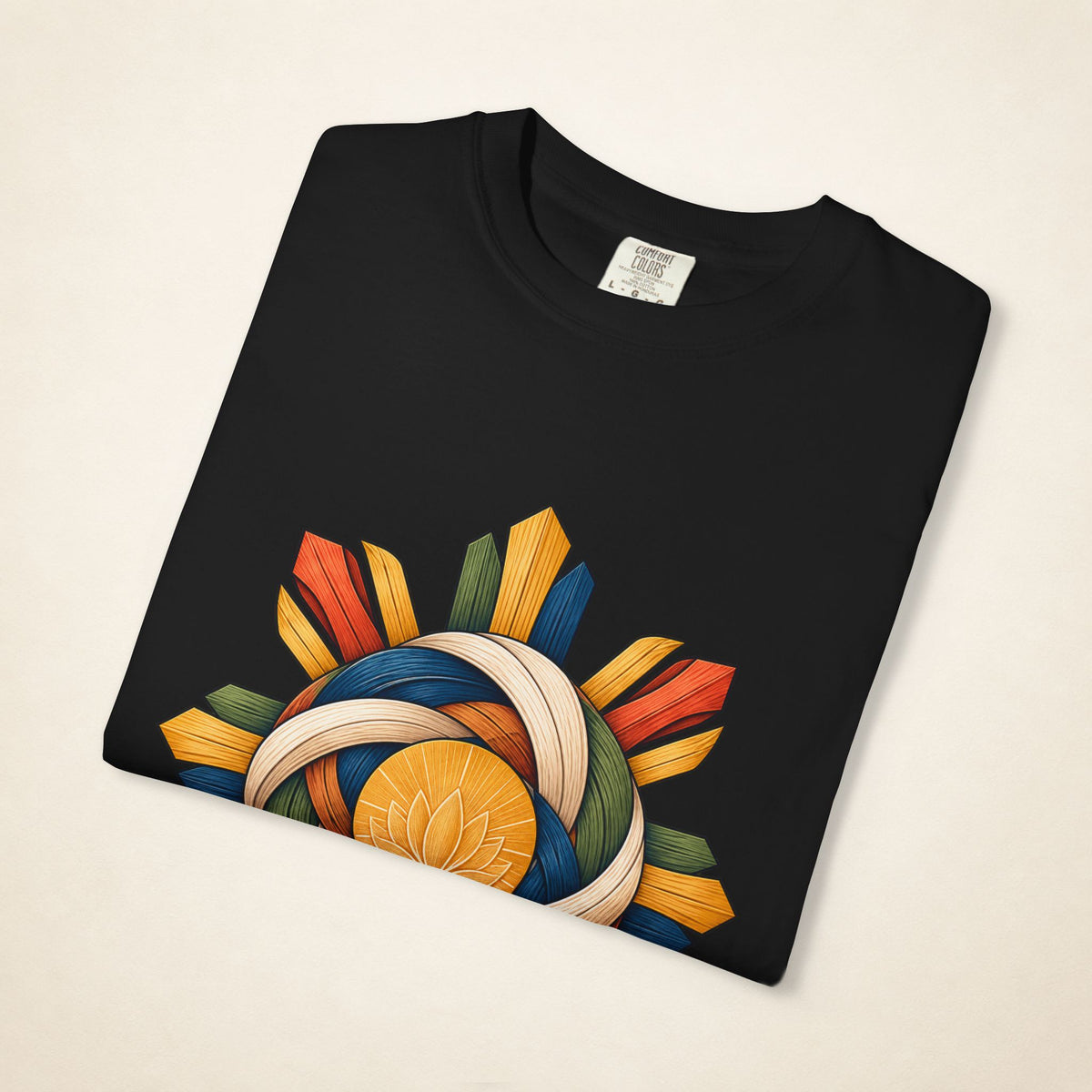 MadeInPinas HIBLA — Filipino Heritage Heavyweight Tee in Black, folded view