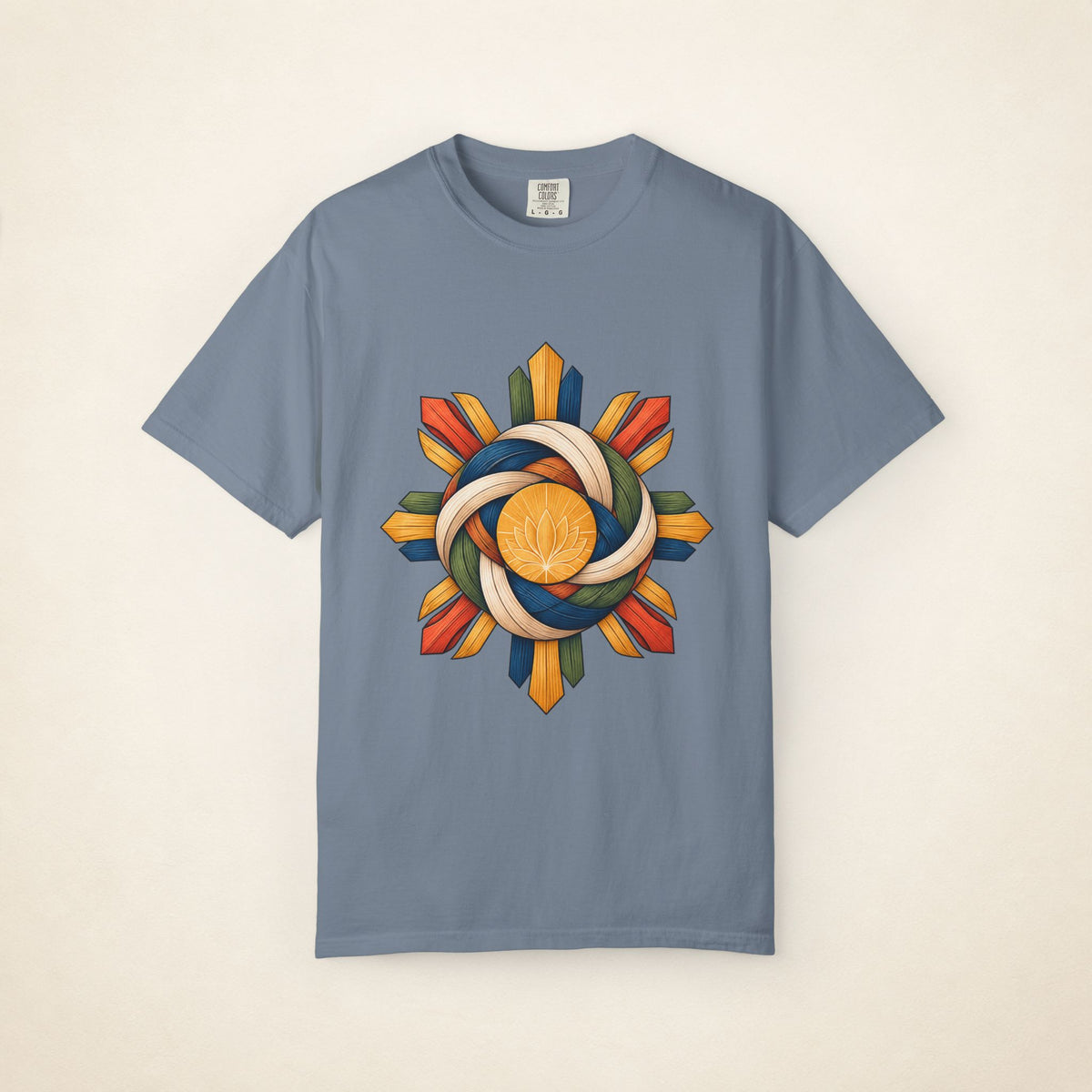 MadeInPinas HIBLA — Filipino Heritage Heavyweight Tee in Blue Jean, front view