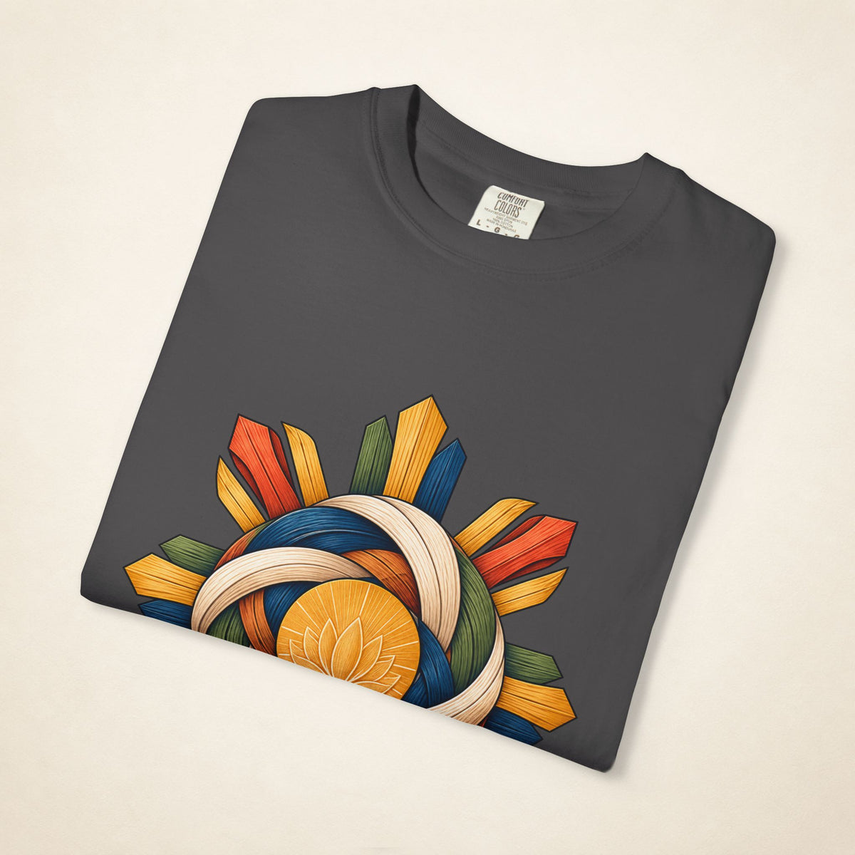 MadeInPinas HIBLA — Filipino Heritage Heavyweight Tee in Graphite, folded view
