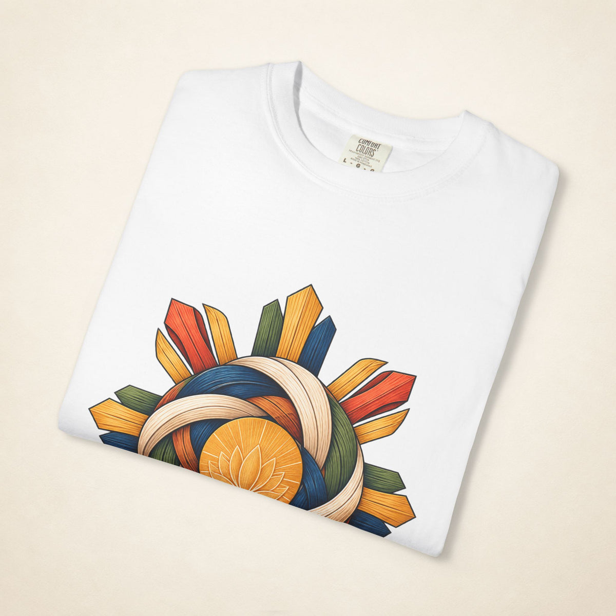 MadeInPinas HIBLA — Filipino Heritage Heavyweight Tee in White, folded view