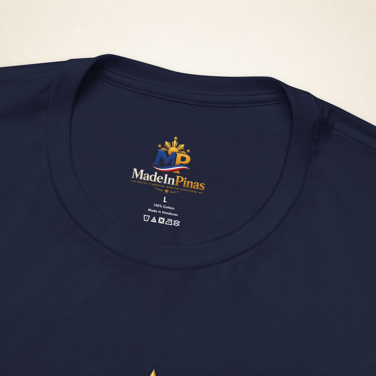 MadeInPinas Home Court, Filipino Heart Tee in Navy, inside collar detail