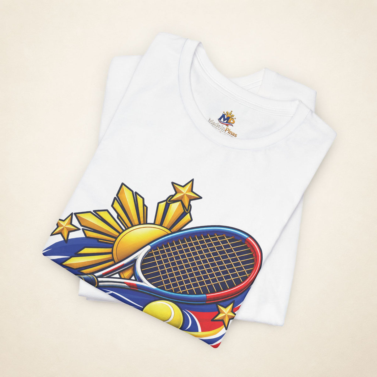 MadeInPinas Home Court, Filipino Heart Tee in White, folded view