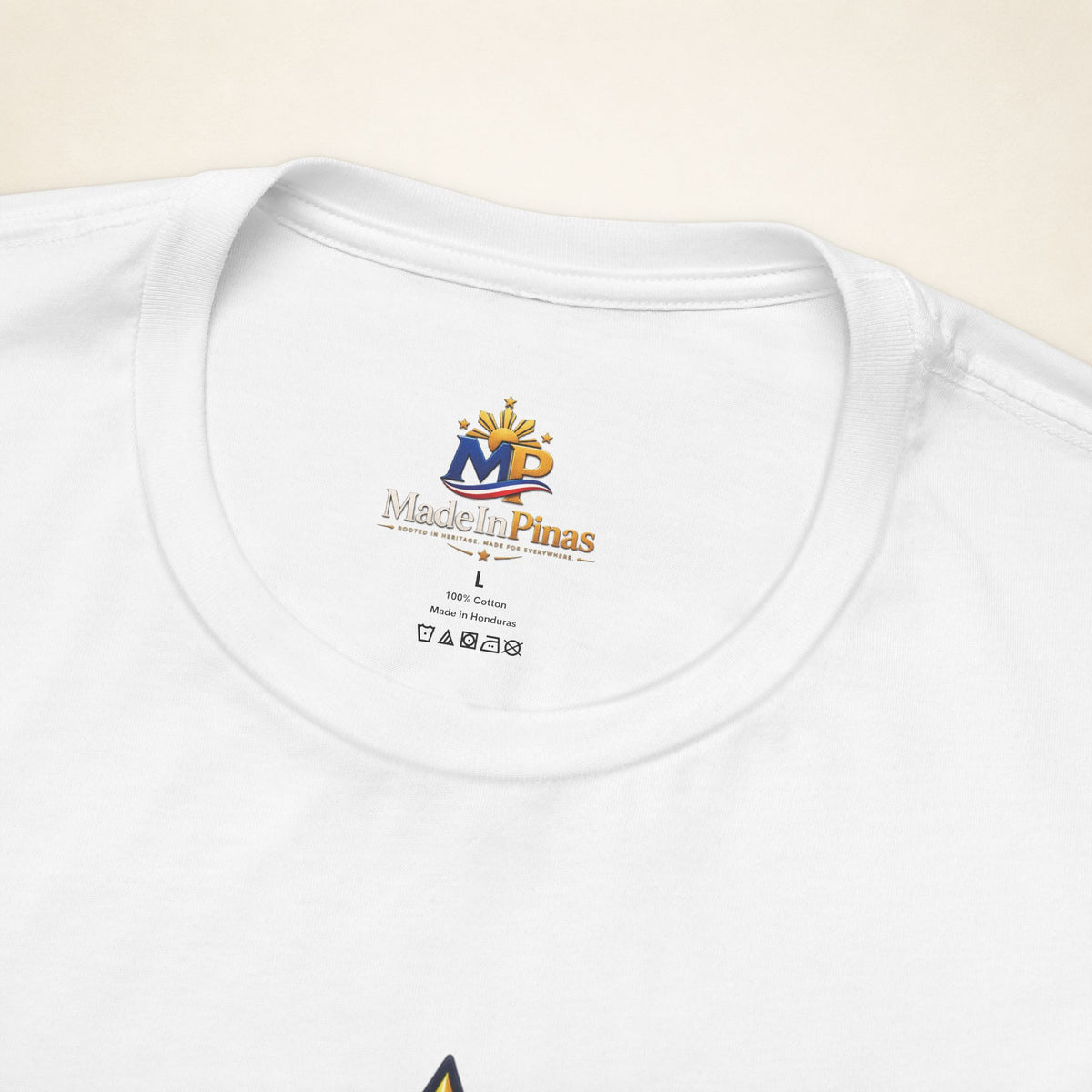 MadeInPinas Home Court, Filipino Heart Tee in White, inside collar detail