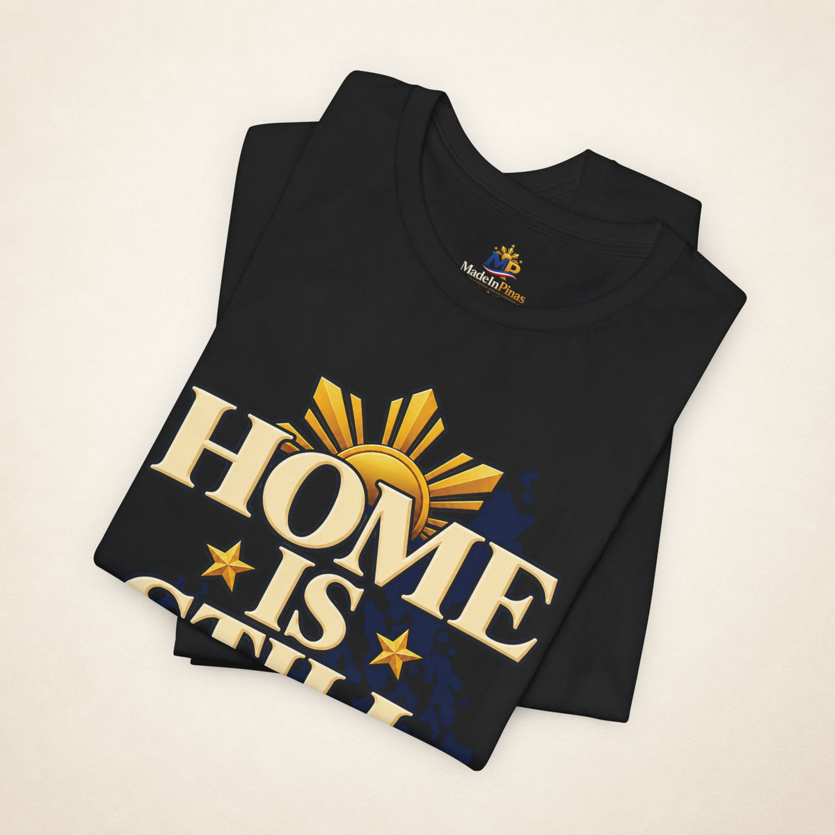 MadeInPinas Home Is Still Home Tee in Black, folded view