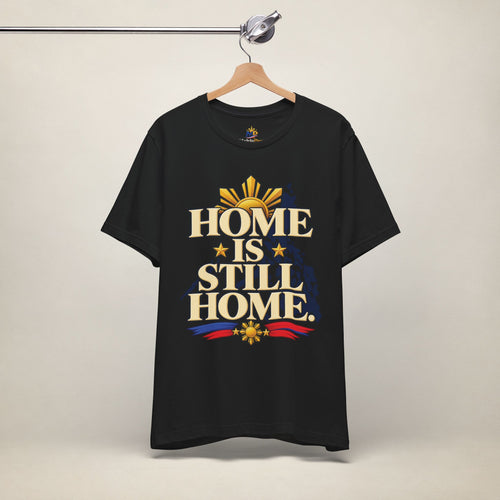 MadeInPinas Home Is Still Home Tee in Black, hanging view 2