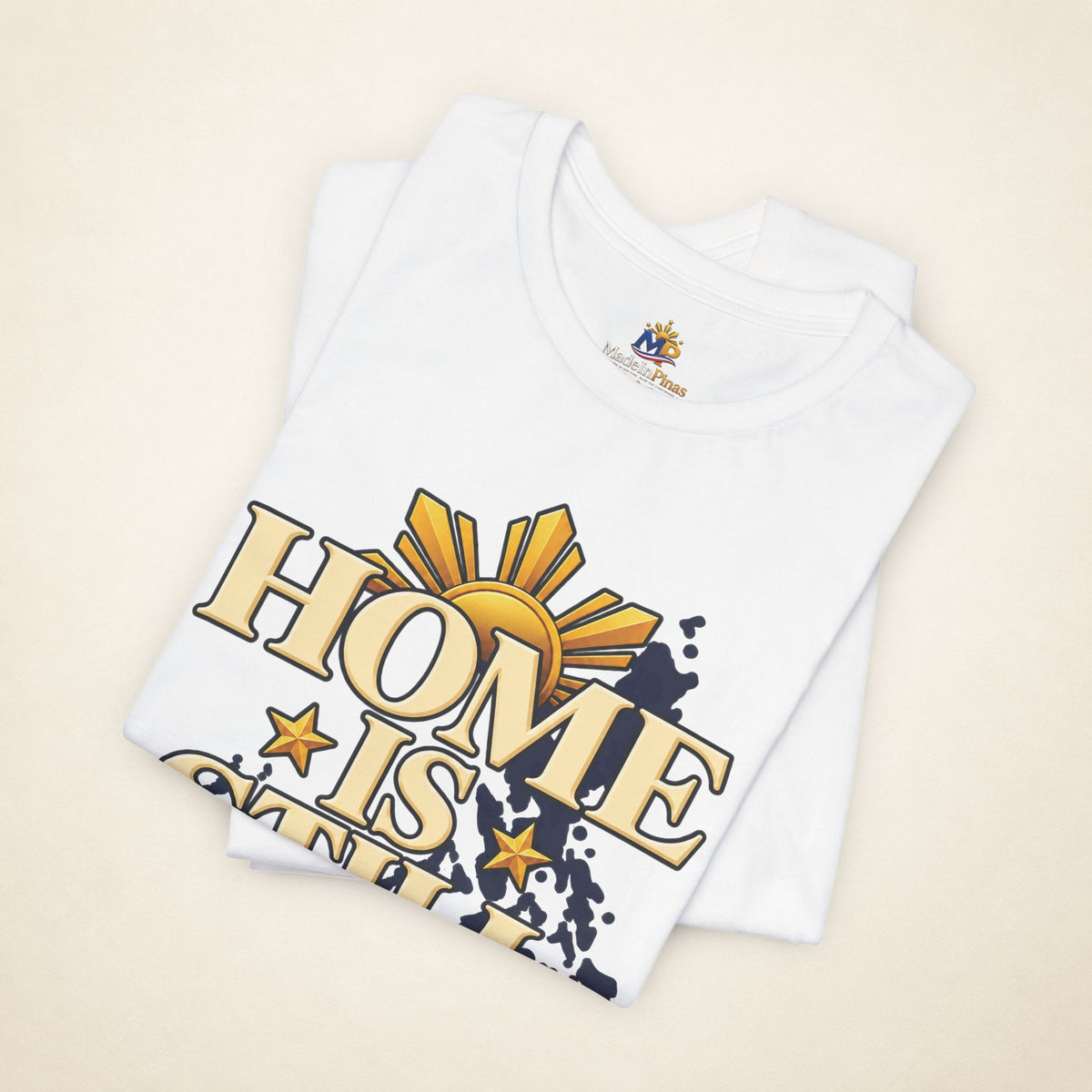 MadeInPinas Home Is Still Home Tee in White, folded view