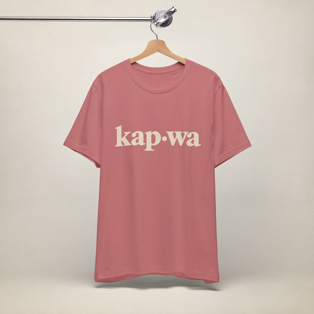MadeInPinas KAPWA Filipino heritage T-shirt in Mauve, hanging front view with minimalist kap·wa lettering.