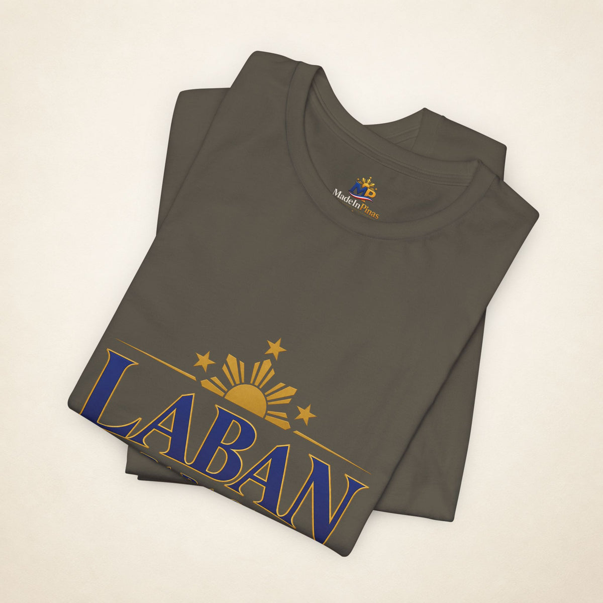 MadeInPinas Laban Para sa Bayan Tee in Army, folded view