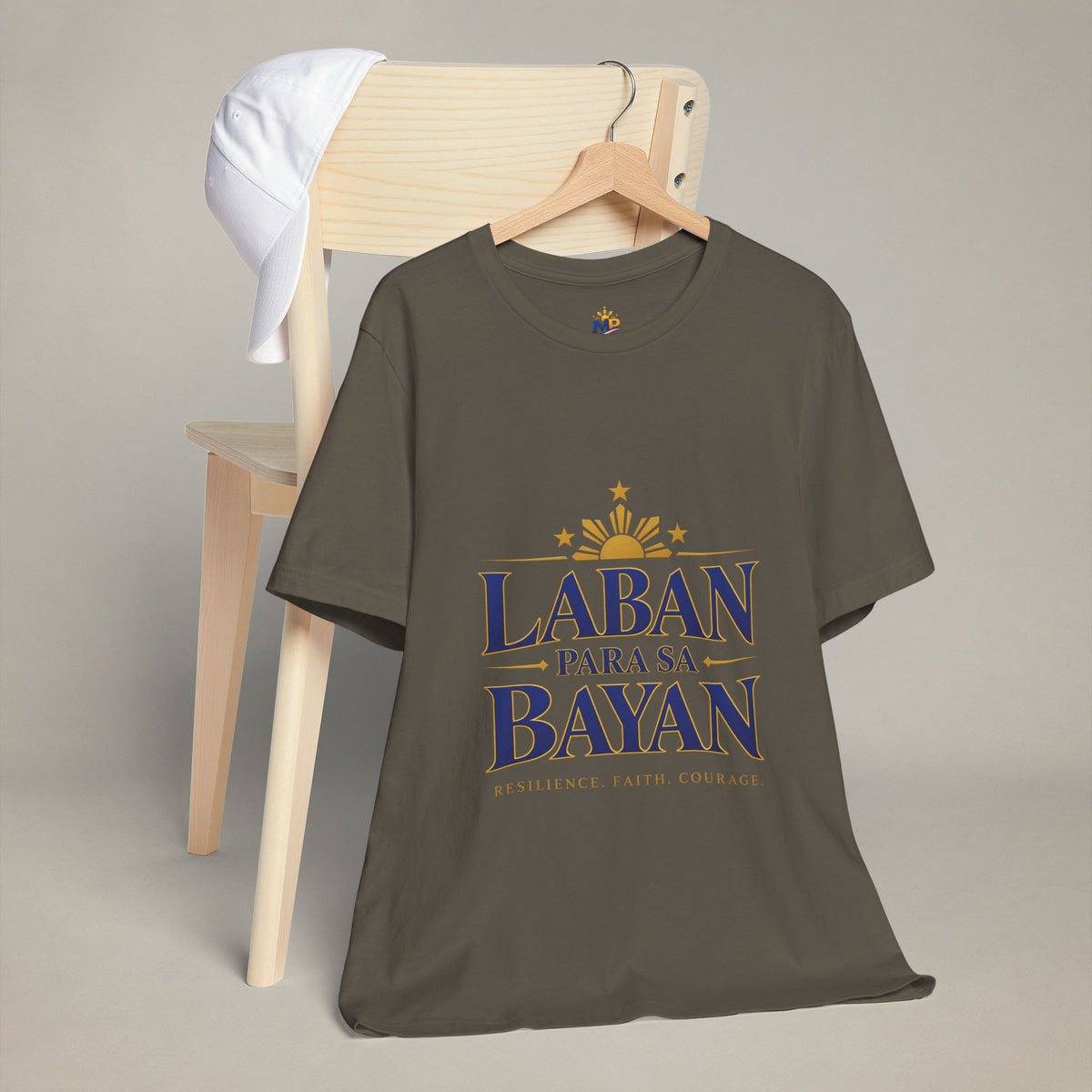 MadeInPinas Laban Para sa Bayan Tee in Army, hanging view 1