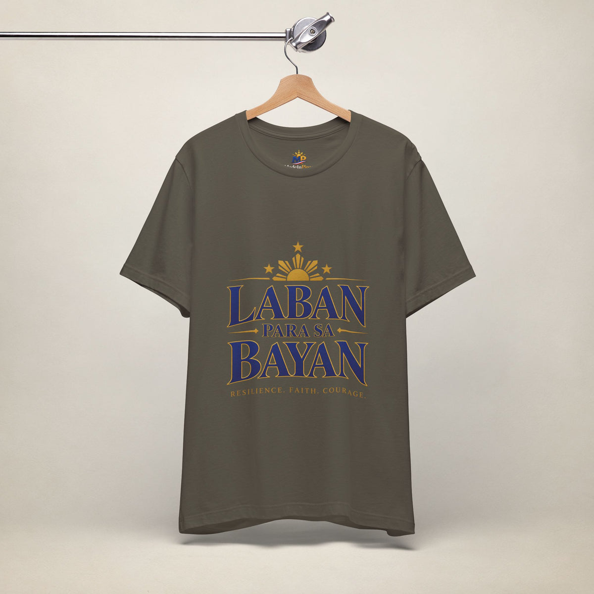 MadeInPinas Laban Para sa Bayan Tee in Army, hanging view 2