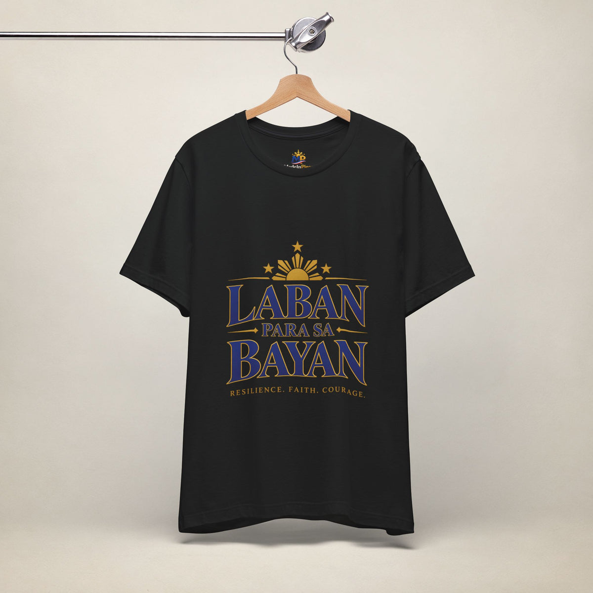 MadeInPinas Laban Para sa Bayan Tee in Black, hanging view 2