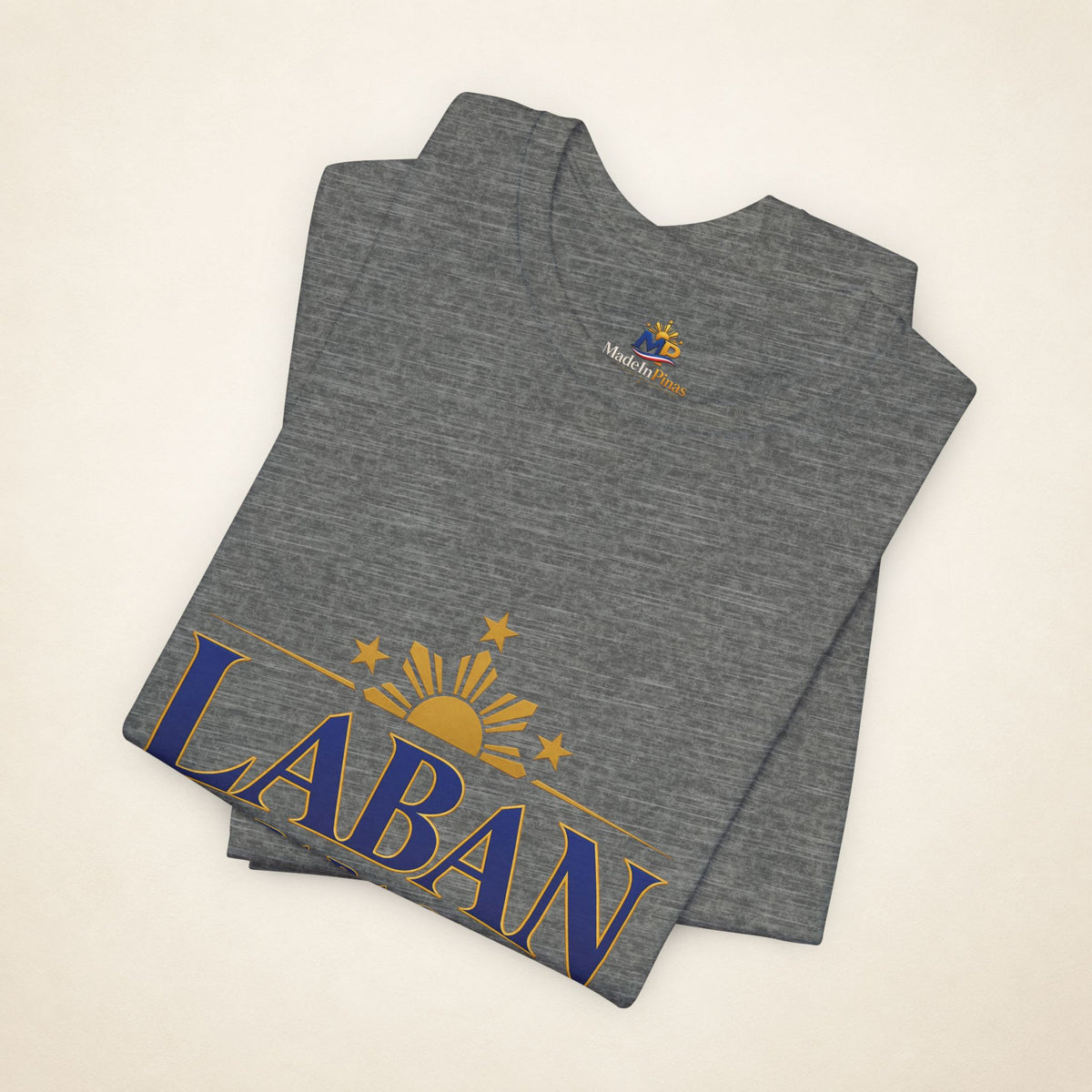 MadeInPinas Laban Para sa Bayan Tee in Deep Heather, folded view