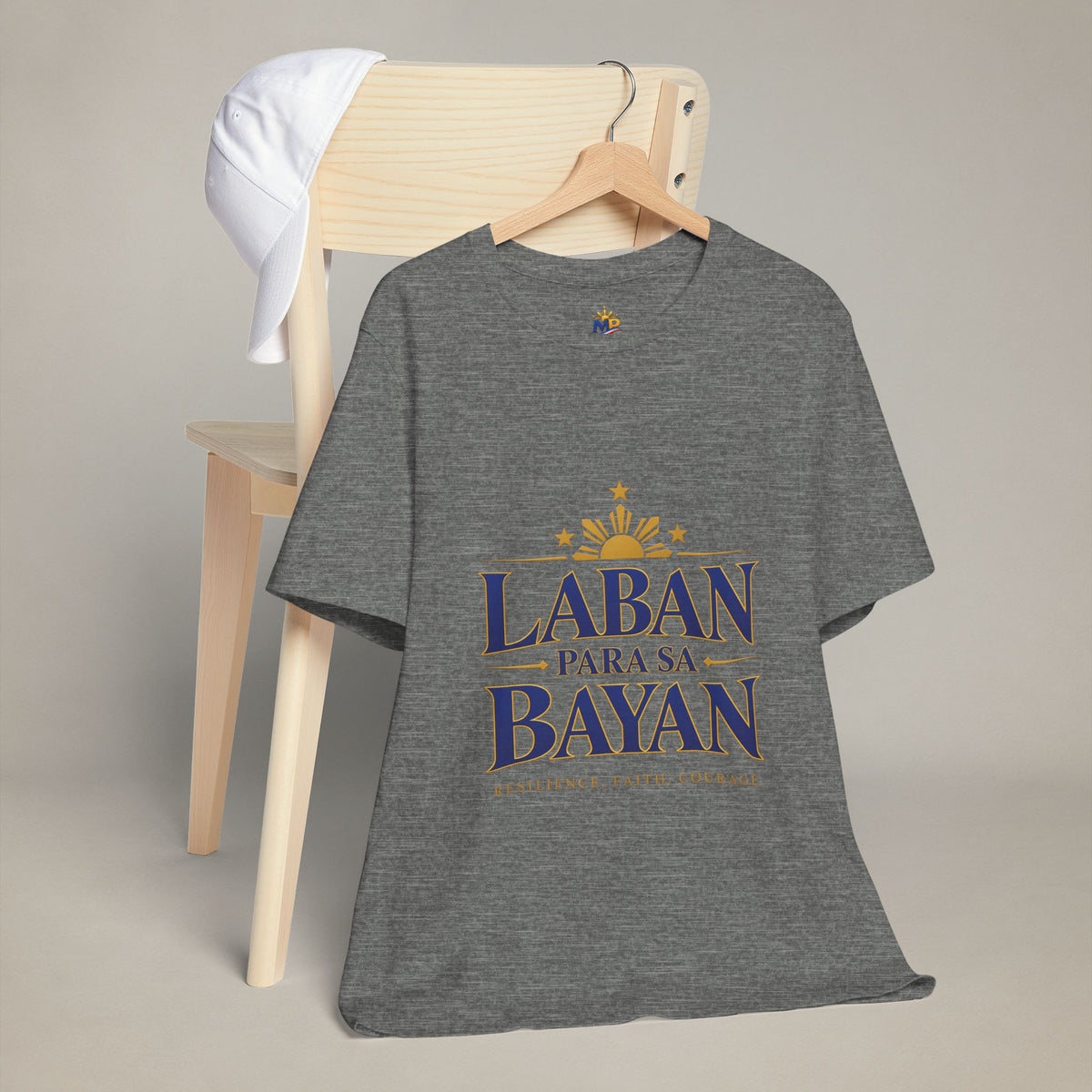 MadeInPinas Laban Para sa Bayan Tee in Deep Heather, hanging view 1