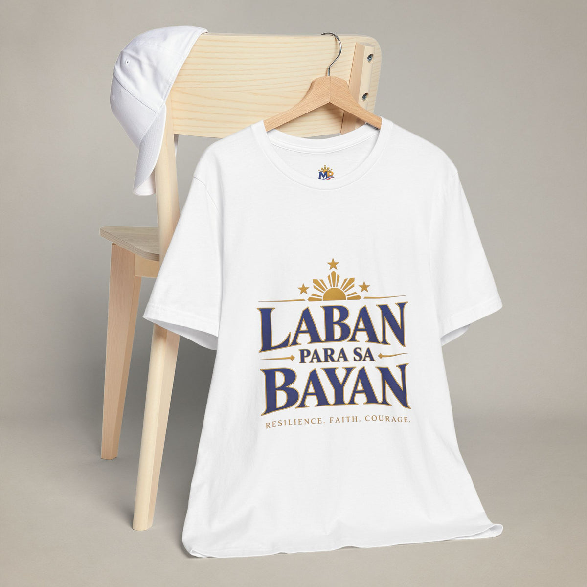 MadeInPinas Laban Para sa Bayan Tee in White, hanging view 1