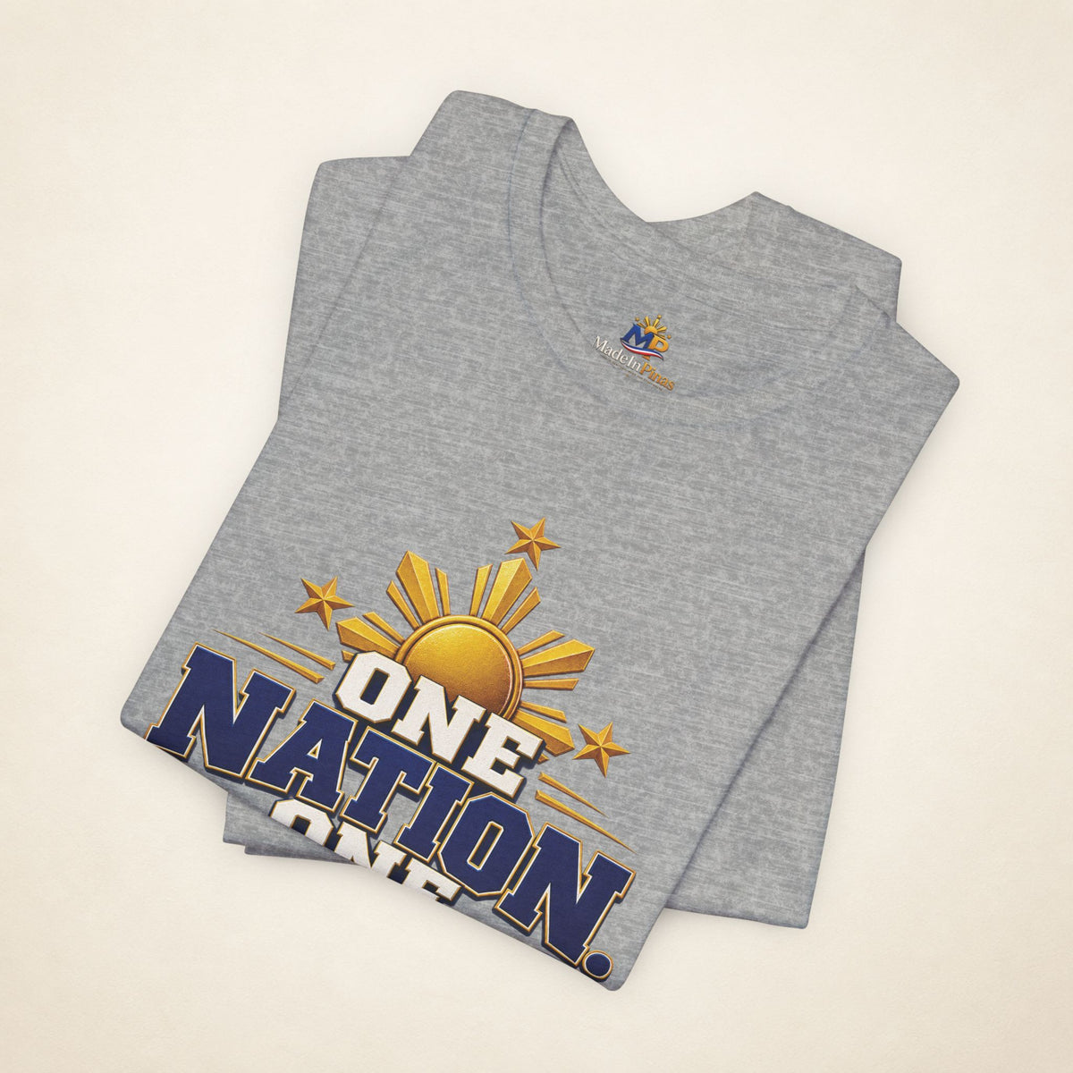 MadeInPinas One Nation, One Dream Tee in Athletic Heather, folded view