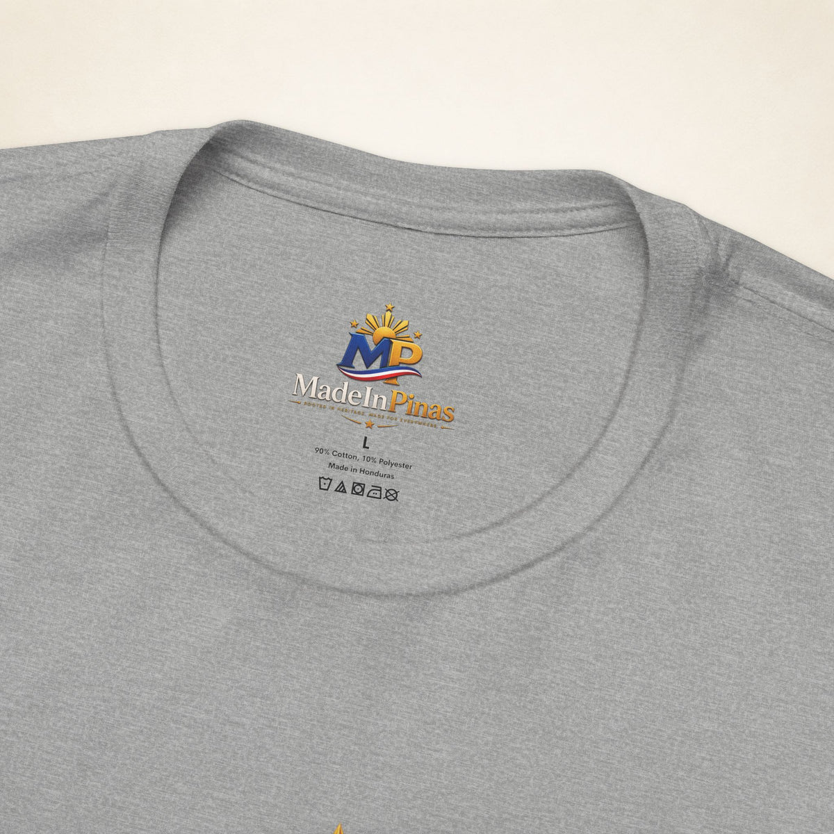 MadeInPinas One Nation, One Dream Tee in Athletic Heather, inner label close-up