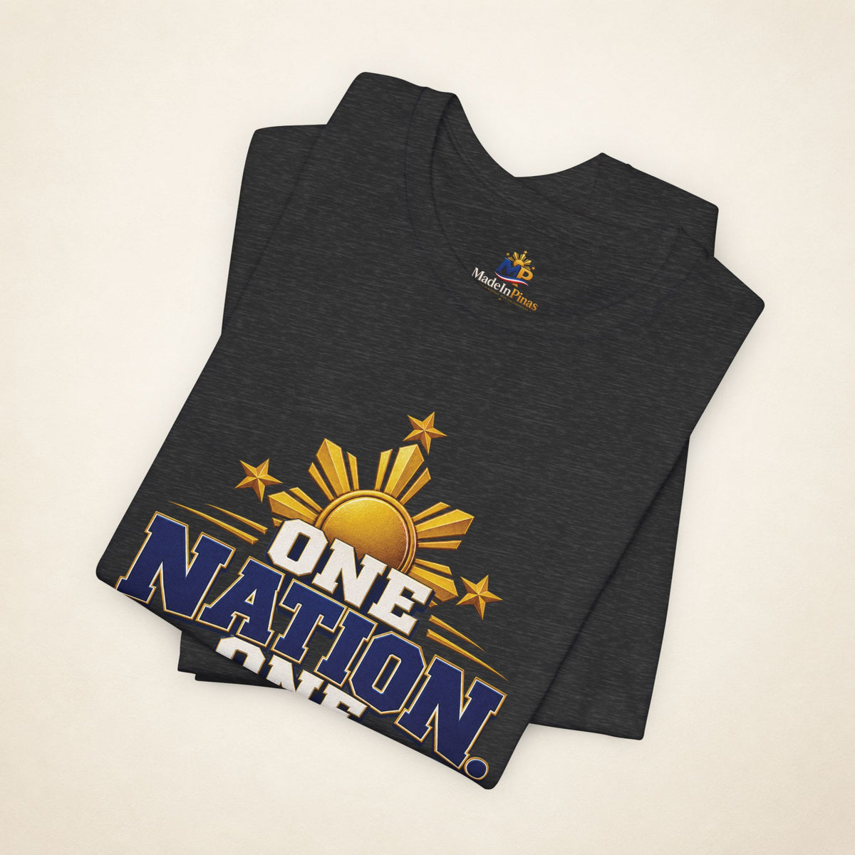 MadeInPinas One Nation, One Dream Tee in Dark Grey Heather, folded view