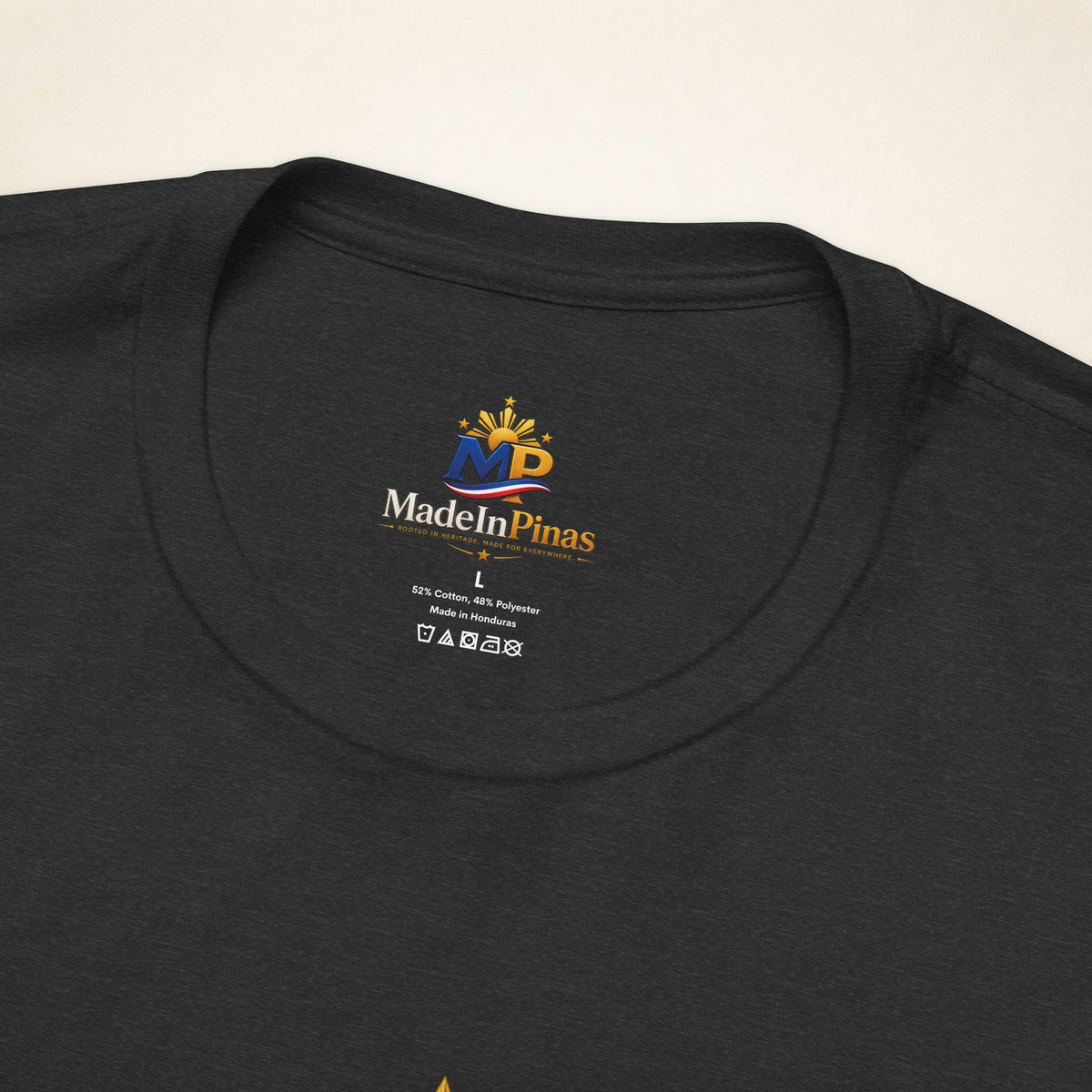 MadeInPinas One Nation, One Dream Tee in Dark Grey Heather, inner label close-up