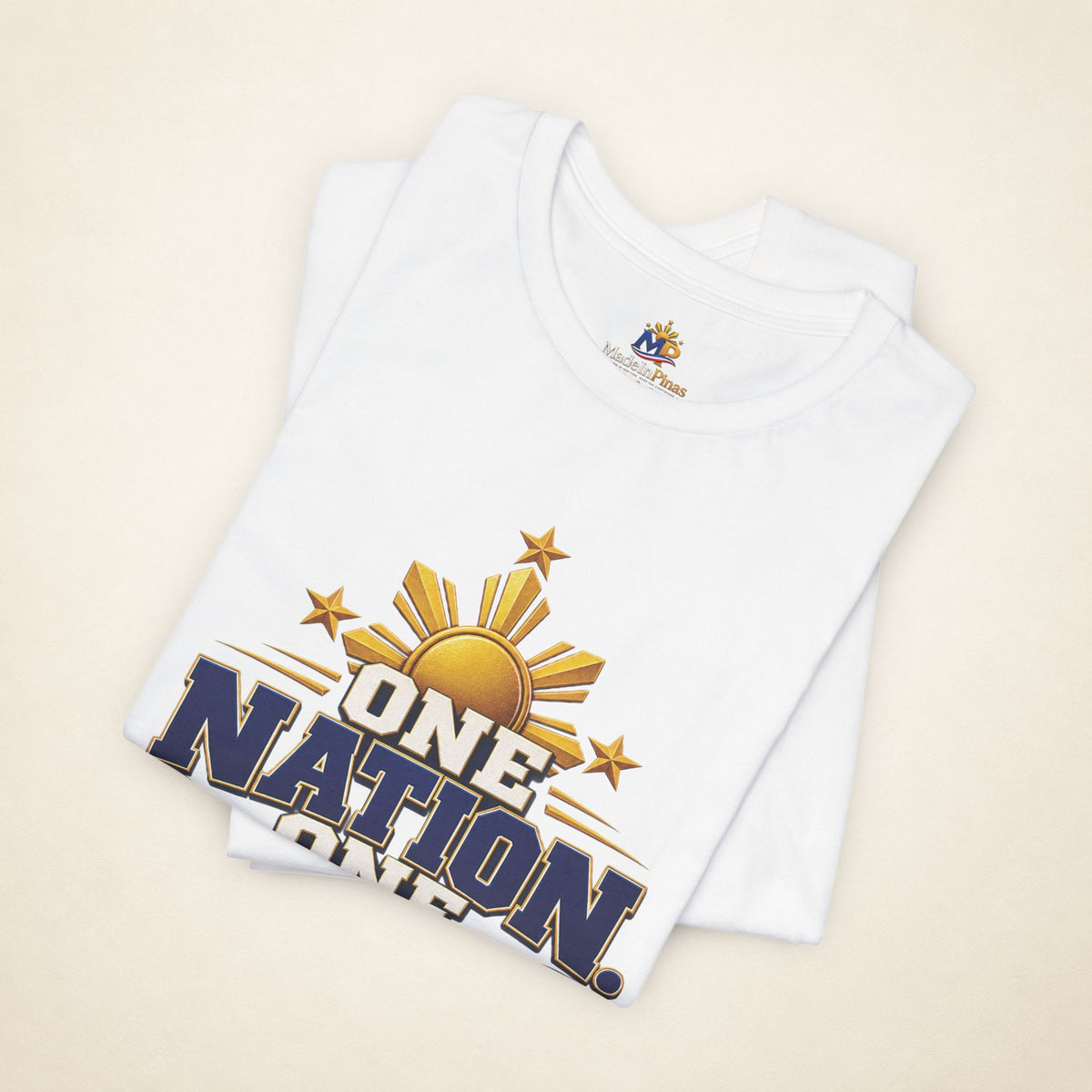 MadeInPinas One Nation, One Dream Tee in White, folded view