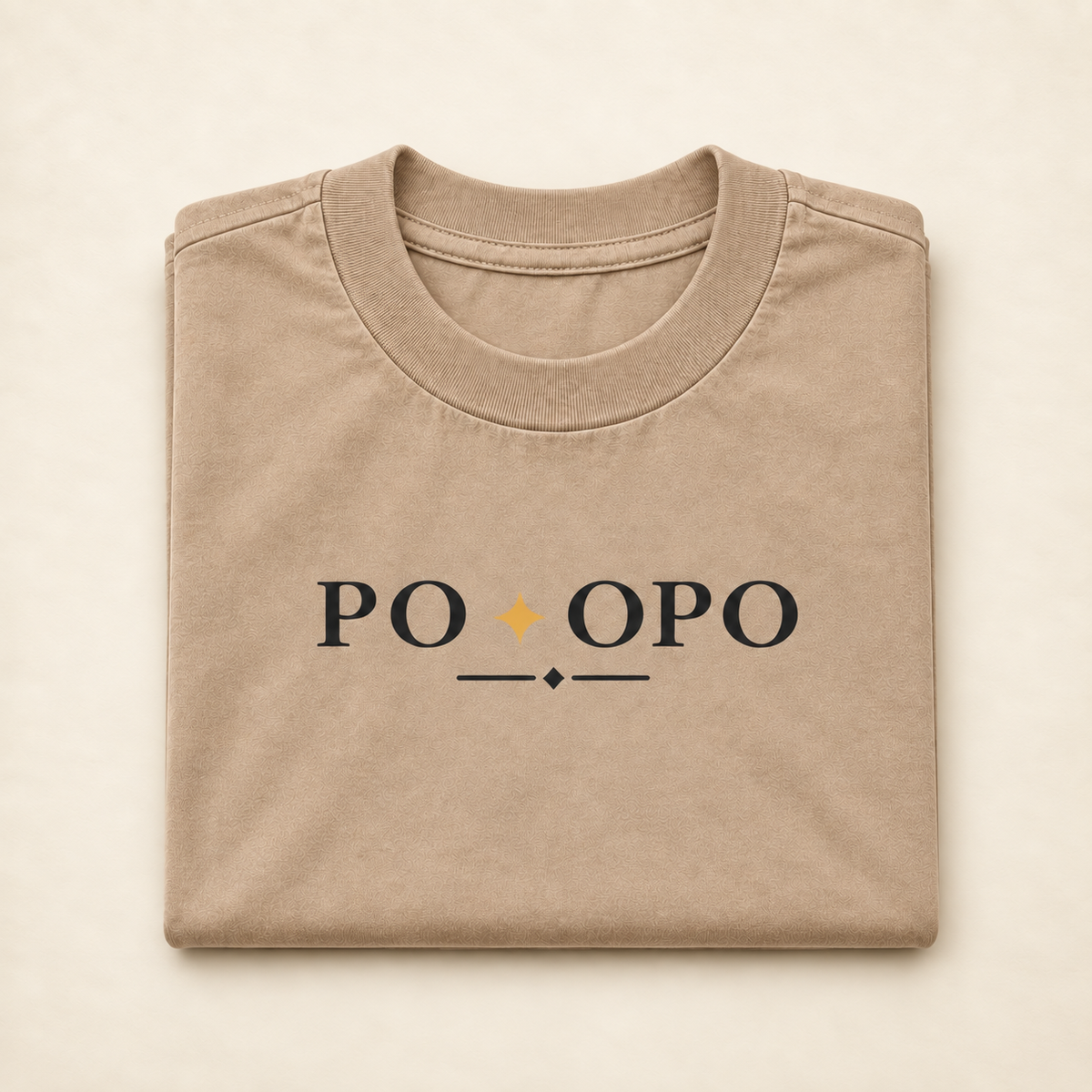 MadeInPinas PO & OPO Heavyweight Tee in Pigment French Oak, folded view