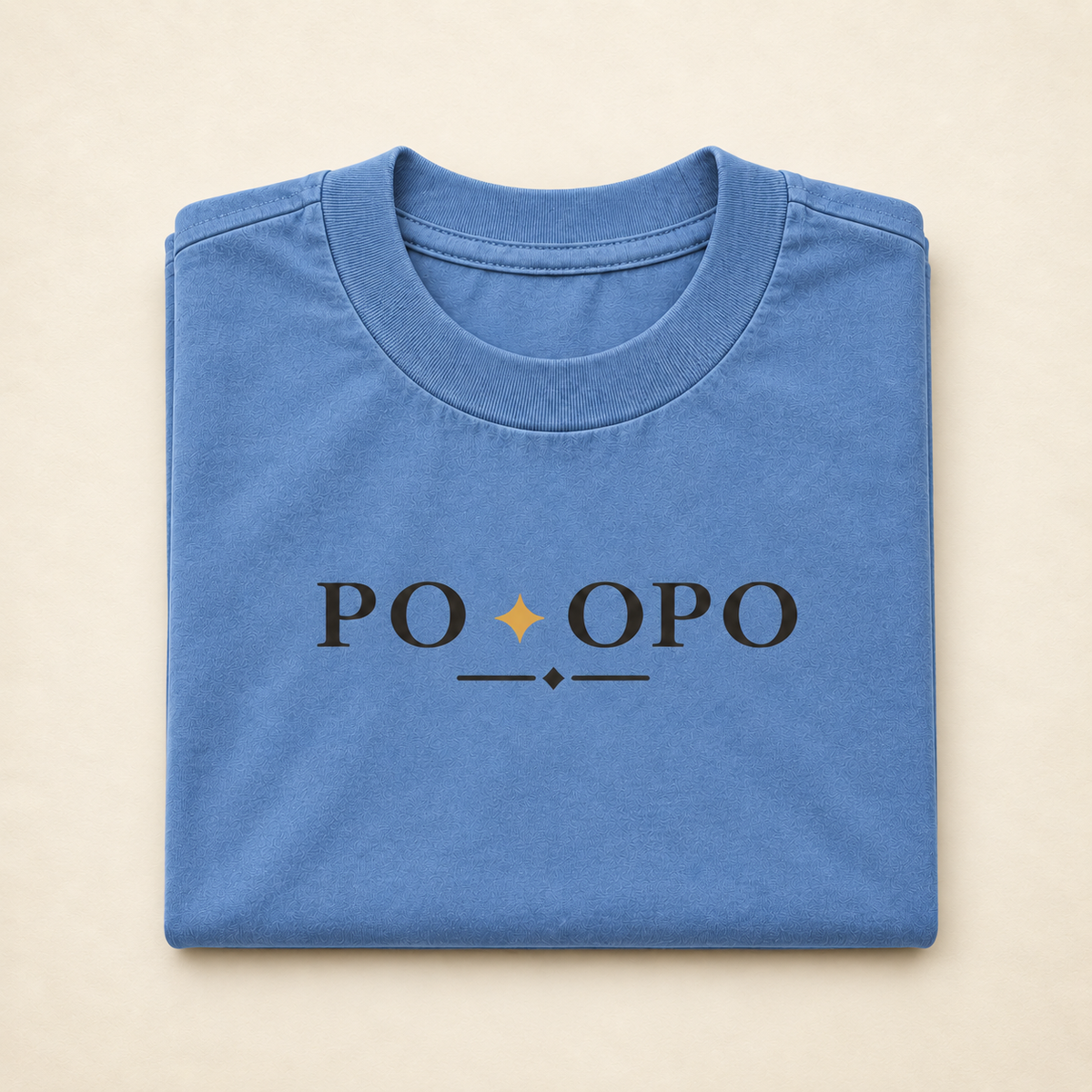 MadeInPinas PO & OPO Heavyweight Tee in Pigment Pebble Blue, folded view