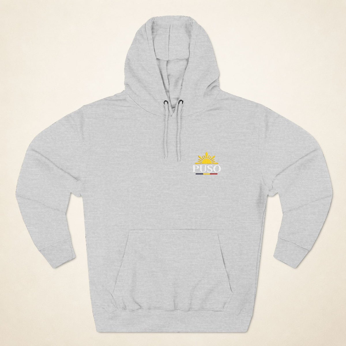 MadeInPinas Puso Hoodie in Heather Grey, front view