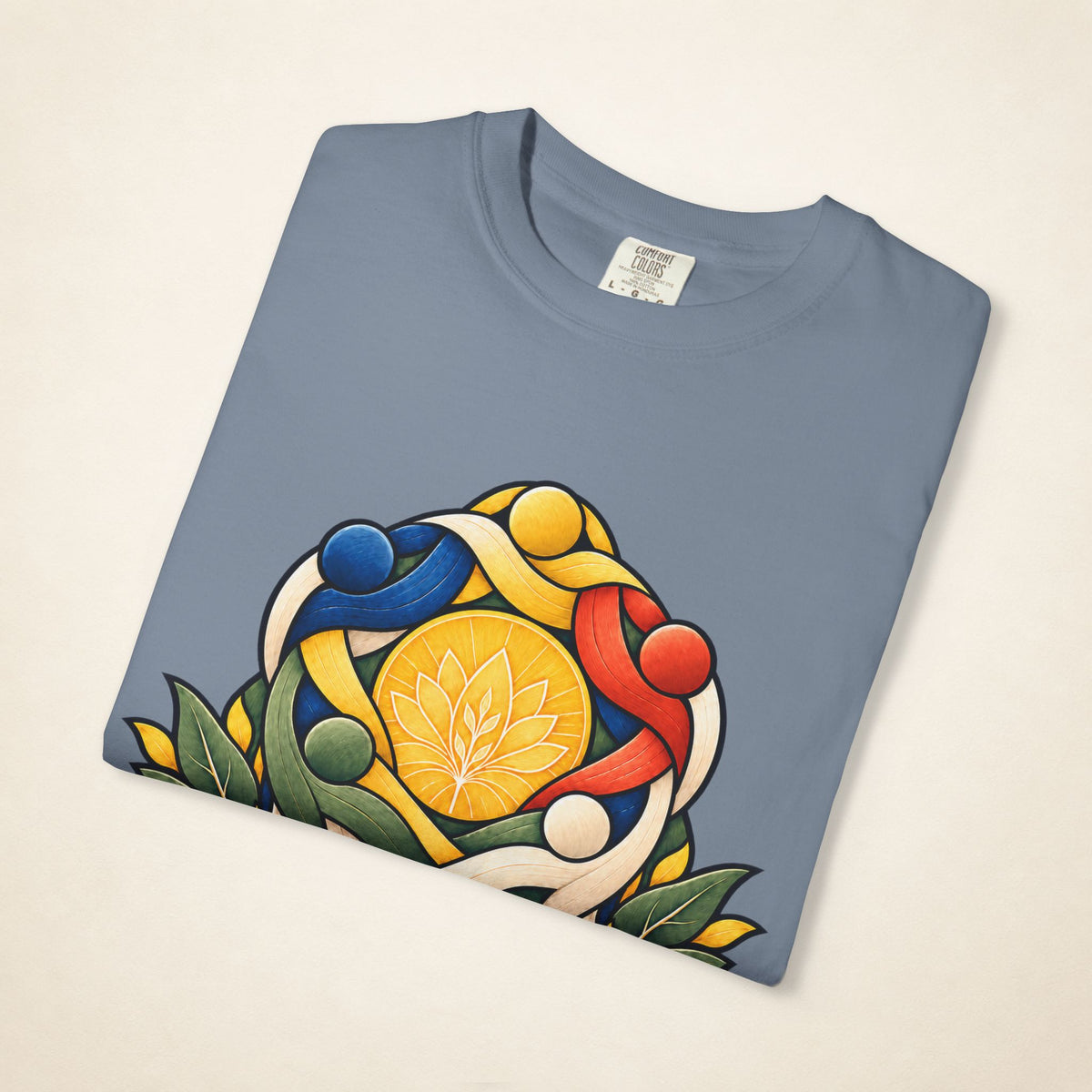 MadeInPinas SAMA-SAMA — Filipino Heritage Heavyweight Tee in Blue Jean, folded view