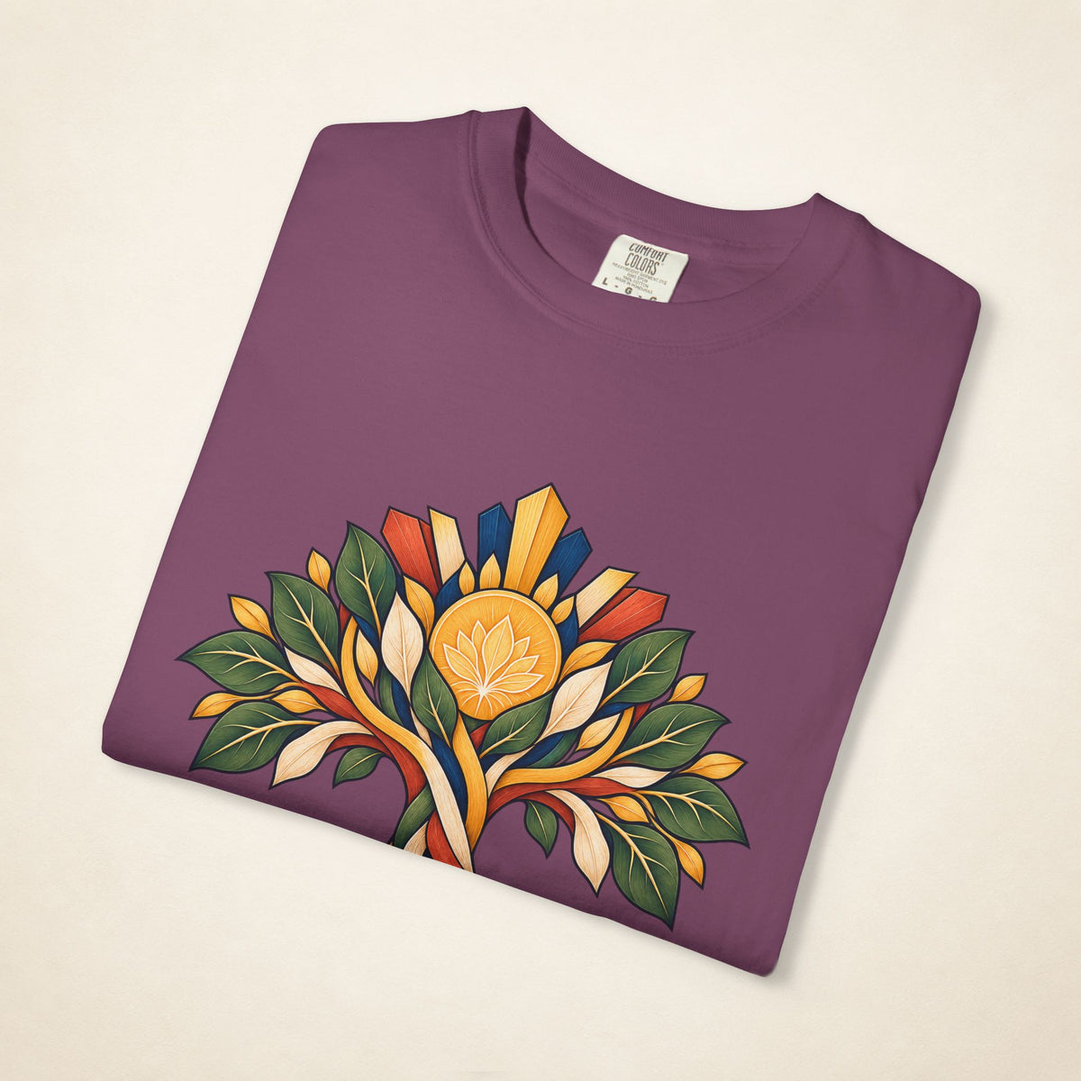 MadeInPinas UGAT — Filipino Heritage Heavyweight Tee in Berry, folded view