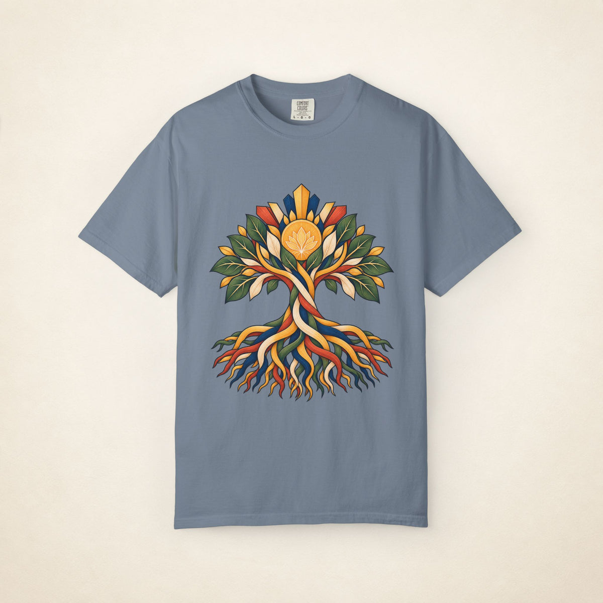 MadeInPinas UGAT — Filipino Heritage Heavyweight Tee in Blue Jean, front view