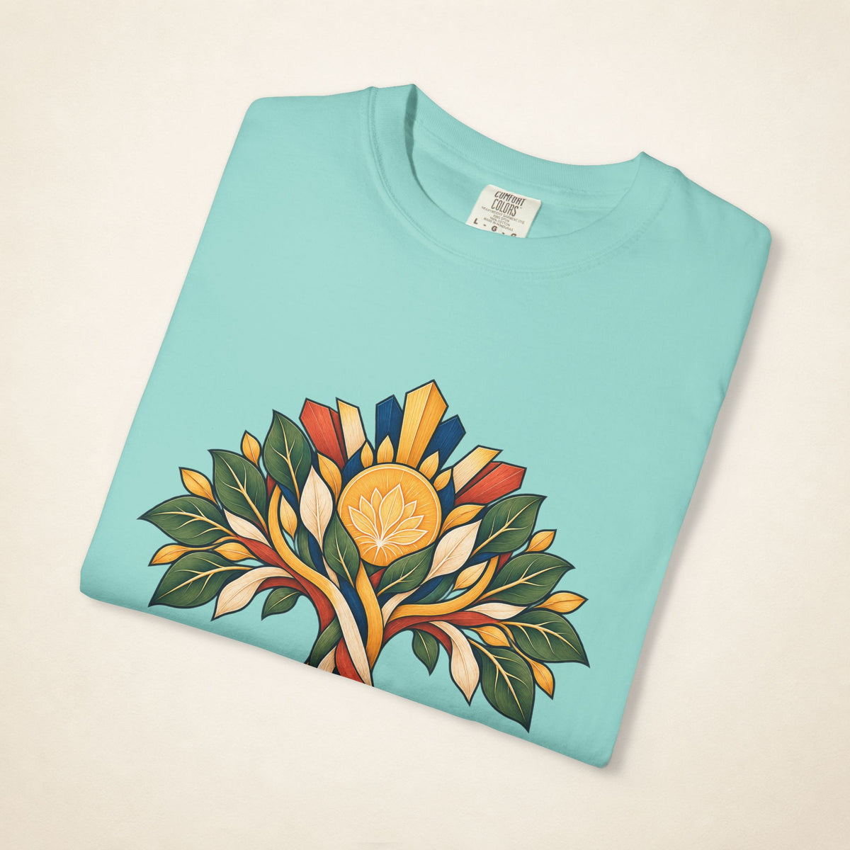 MadeInPinas UGAT — Filipino Heritage Heavyweight Tee in Chalky Mint, folded view