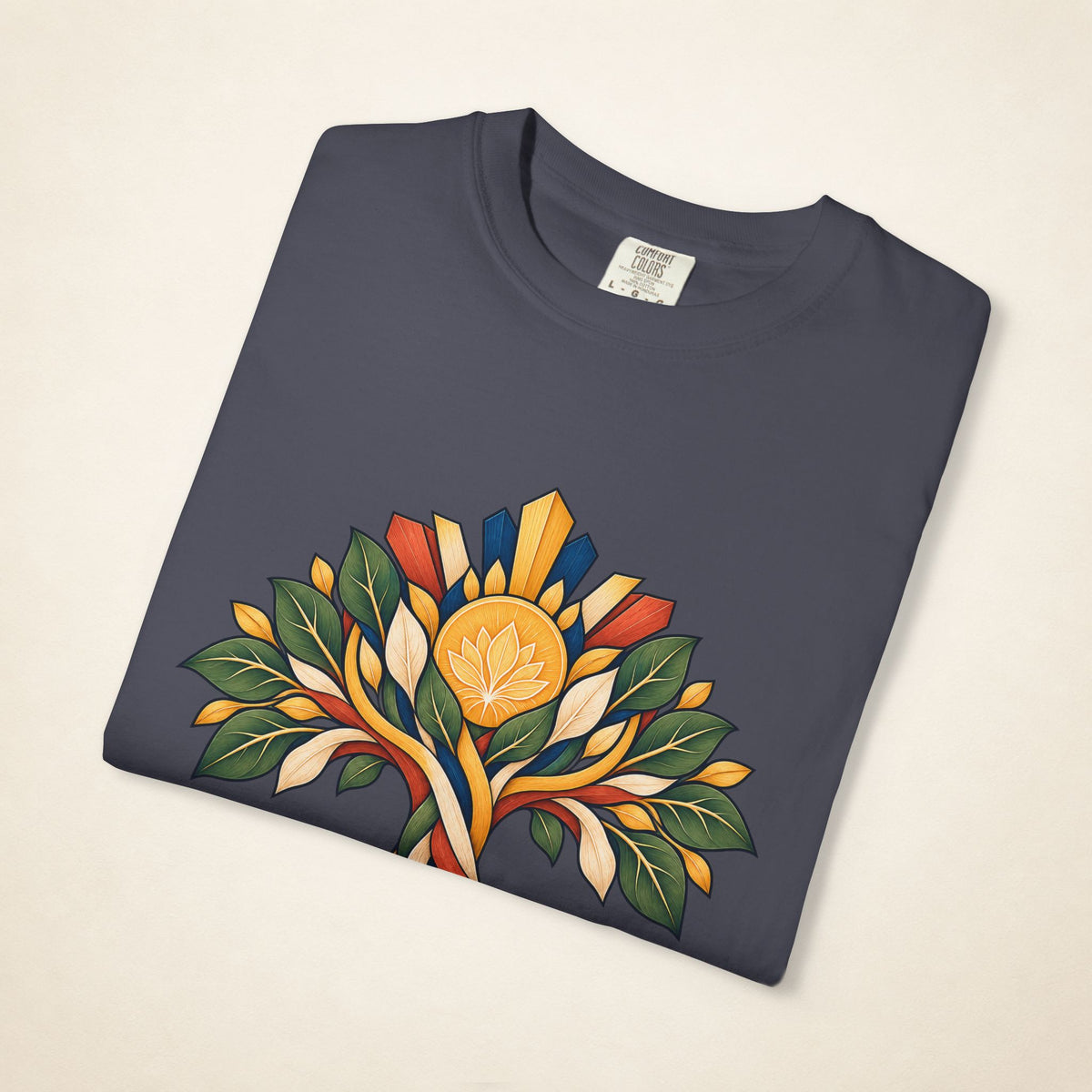 MadeInPinas UGAT — Filipino Heritage Heavyweight Tee in Navy, folded view